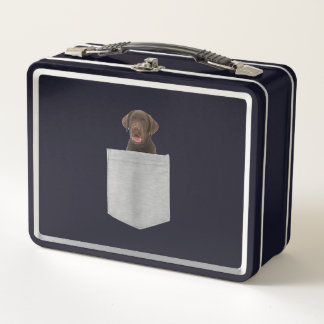 Dog Lover | Chocolate Labrador Puppy In Pocket Metal Lunch Box