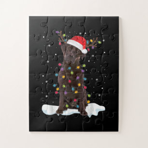 Dog Lover   Chocolate Labrador Retriever Christmas Jigsaw Puzzle