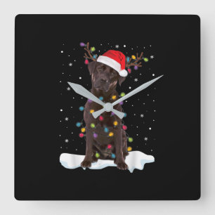 Dog Lover Chocolate Labrador Retriever Christmas Square Wall Clock