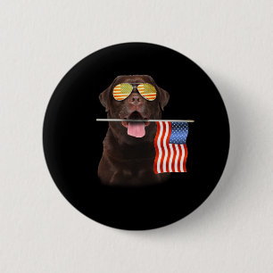 Dog Lover Chocolate Labrador USA American Flag 6 Cm Round Badge