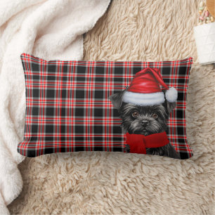 Dog Lover Christmas Affenpinscher Holiday Plaid Lumbar Cushion