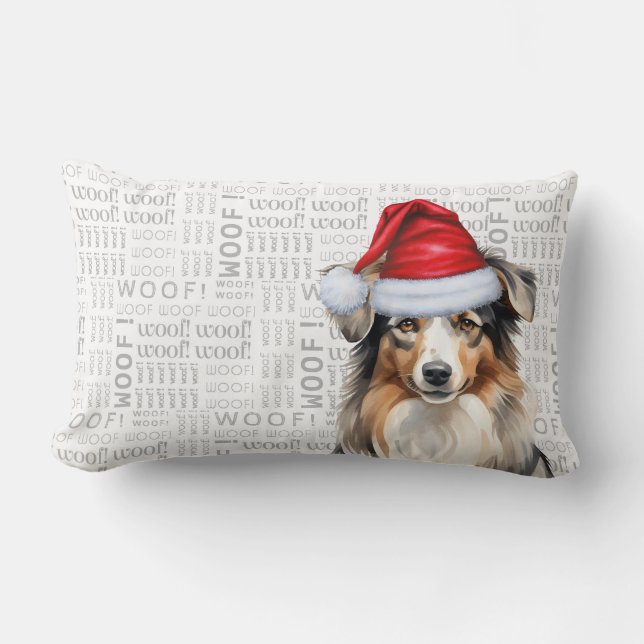 Dog Lover Christmas Australian Shepherd Santa Lumbar Cushion (Front)
