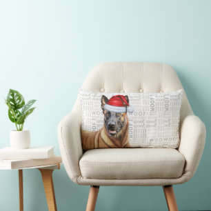 Dog Lover Christmas Belgian Malinois Lumbar Cushion