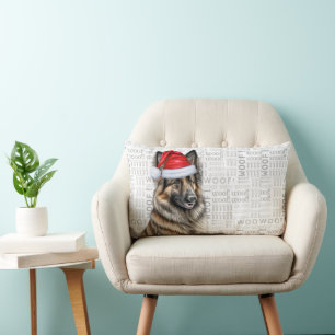 Dog Lover Christmas Belgian Tervuren Holiday Lumbar Cushion