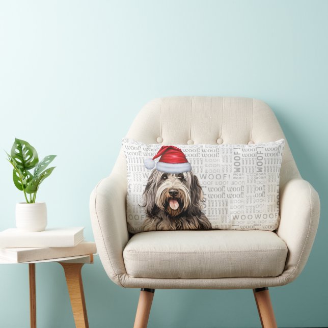 Dog Lover Christmas Bergamasco Holiday Lumbar Cushion (Chair)