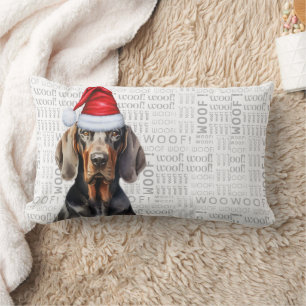 Dog Lover Christmas Black Tan Coonhound Holiday Lumbar Cushion