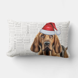 Dog Lover Christmas Cute Bloodhound Holiday Lumbar Cushion