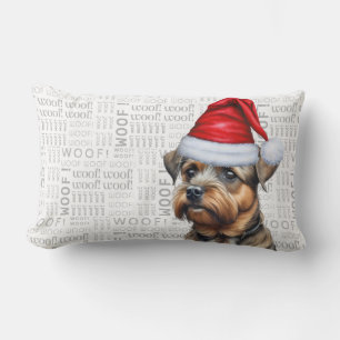 Dog Lover Christmas Cute Border Terrier Holiday Lumbar Cushion