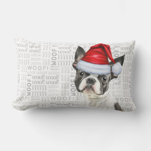 Dog Lover Christmas Cute Boston Terrier Holiday Lumbar Cushion
