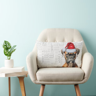 Dog Lover Christmas Cute Boxer Holiday Lumbar Cushion