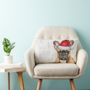Dog Lover Christmas Cute French Bulldog Holiday Lumbar Cushion