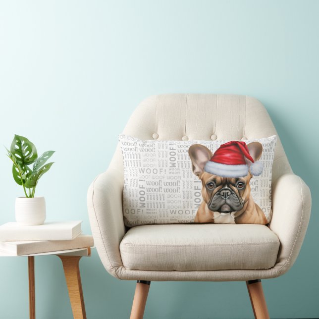 Dog Lover Christmas Cute French Bulldog Holiday Lumbar Cushion (Chair)