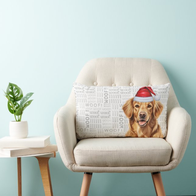 Dog Lover Christmas Cute Golden Retriever Holiday Lumbar Cushion (Chair)