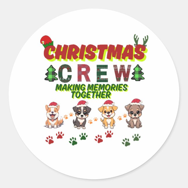 Dog Lover Christmas Family-Christmas crew dogs  Classic Round Sticker (Front)