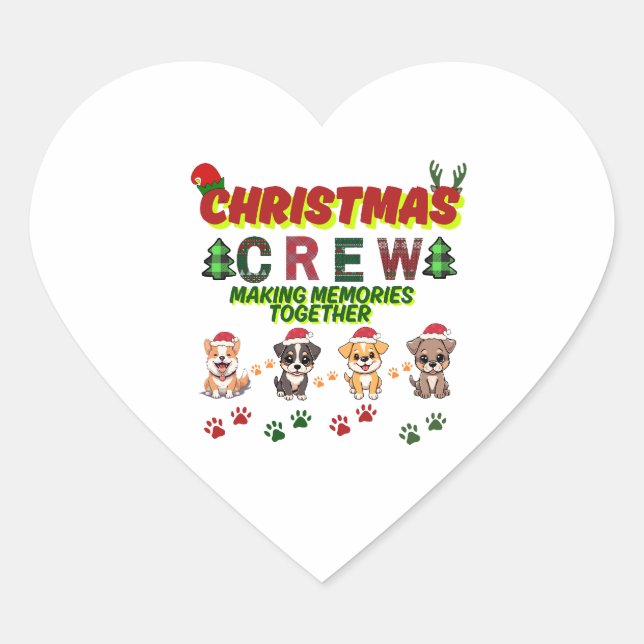 Dog Lover Christmas Family-Christmas crew dogs  Heart Sticker (Front)