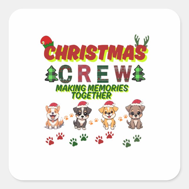 Dog Lover Christmas Family-Christmas crew dogs  Square Sticker (Front)
