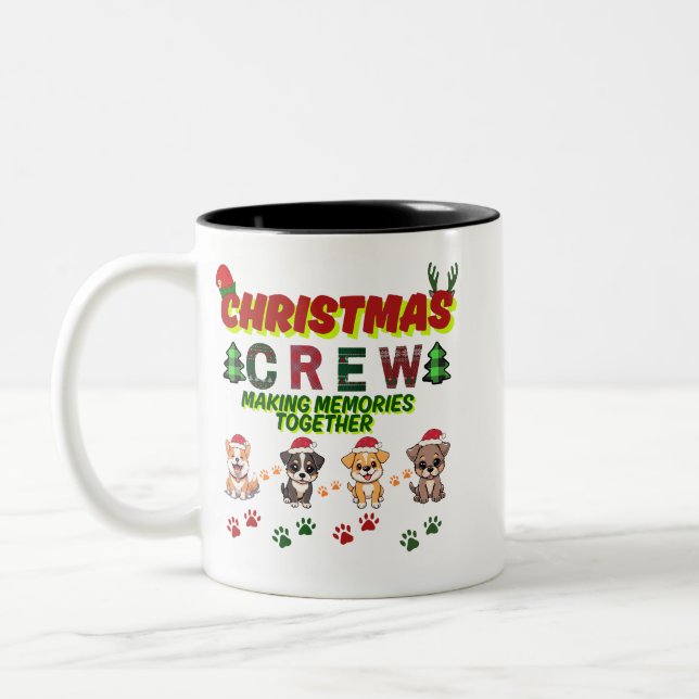 Dog Lover Christmas Family-Christmas crew dogs  Two-Tone Coffee Mug (Left)