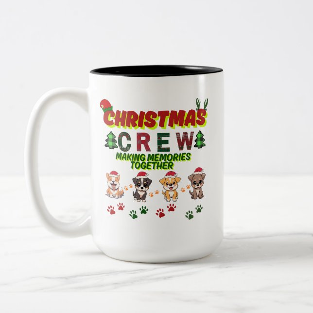 Dog Lover Christmas Family-Christmas crew dogs  Two-Tone Coffee Mug (Left)