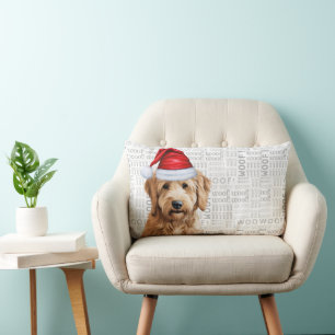 Dog Lover Christmas Goldendoodle in a Hat Lumbar Cushion