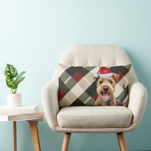 Dog Lover Christmas Lakeland Terrier Holiday Plaid Lumbar Cushion