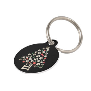 Dog Lover Christmas Paw Tree Paws Holiday Gift Pet Tag