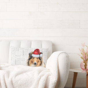 Dog Lover Christmas Rough Collie Holiday Lumbar Cushion