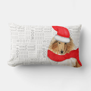 Dog Lover Christmas Rough Collie Holiday Lumbar Cushion