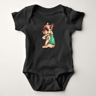 Dog Lover Cool French Bulldog I Love Mom Tattoo Baby Bodysuit