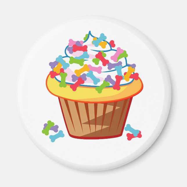 Dog Lover – Cupcake with Dog Bones Magnet (Front)