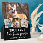 Dog Lover Custom 4 Photo Collage Pet True Love Plaque<br><div class="desc">True Love Has Four Paws! Celebrate your best friend with a custom unique dog photo collage plaque and keepsake. Surprise your favourite dog lover, whether is a birthday, Mother's day, valentines day, or Christmas with this cute love photo dog picture frame. This True Love with paw print design dog photo...</div>