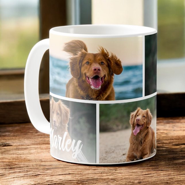 Dog Lover Custom 4 Photo Pet Collage Coffee Mug (Creator Uploaded)