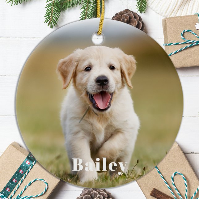 Dog Lover Custom Modern Simple Pet Photo Ceramic Tree Decoration (Creator Uploaded)