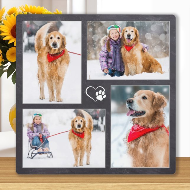 Dog Lover Customised 4 Pet Photo Collage Plaque (Creator Uploaded)