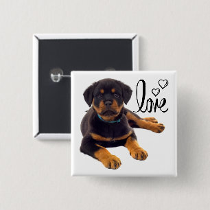 Dog Lover Cute Puppy Love Rottweiler 15 Cm Square Badge