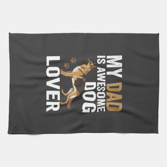 Dog Lover Dad Is Awesome Tea Towel (Horizontal)