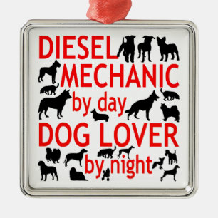 Dog Lover Diesel Mechanic Metal Ornament
