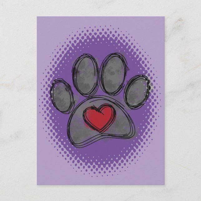 Dog Lover Drawing Watercolor Halftone Print Postcard (Front)