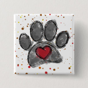 Dog Lover Drawing Watercolor Paint Splatter 15 Cm Square Badge