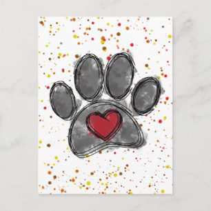 Dog Lover Drawing Watercolor Paint Splatter Postcard