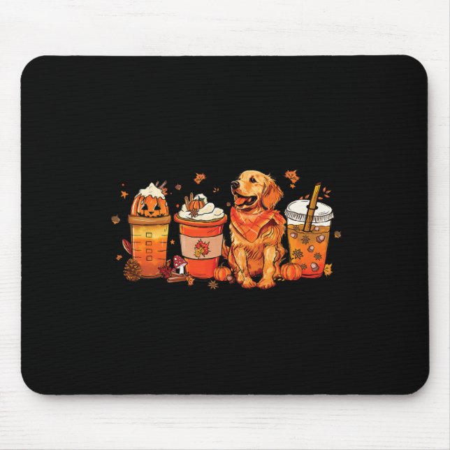 Dog Lover Fall Coffee Pumpkin Spice Latte Iced Aut Mouse Pad (Front)
