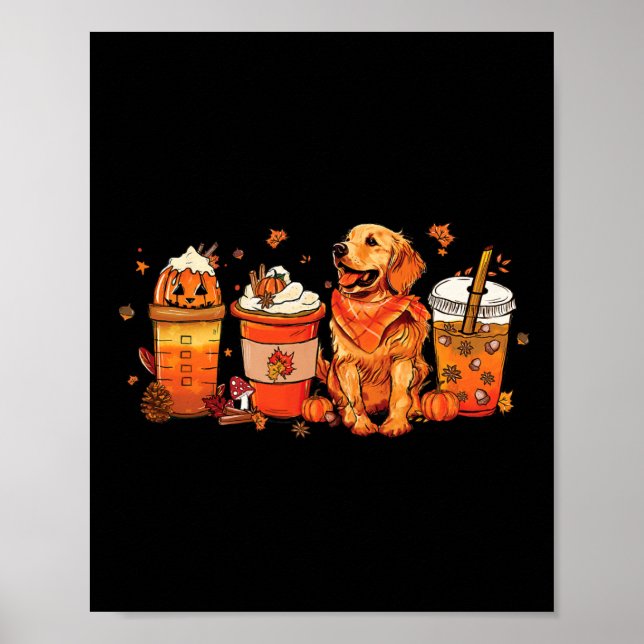 Dog Lover Fall Coffee Pumpkin Spice Latte Iced Aut Poster (Front)