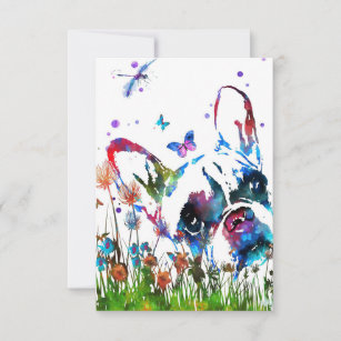 Dog Lover French Bulldog And Dragonfly Thank You Card