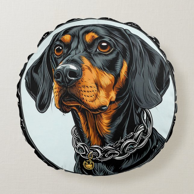 Dog Lover Gift Cute Dog Round Cushion (Front)