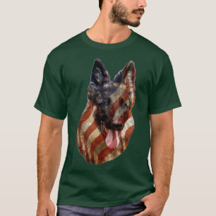 Dog Lover Gift Patriotic American Flag German Shep T-Shirt