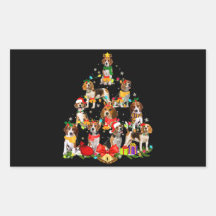 Dog Lover Gifts Beagle Tree Christmas Light Rectangular Sticker