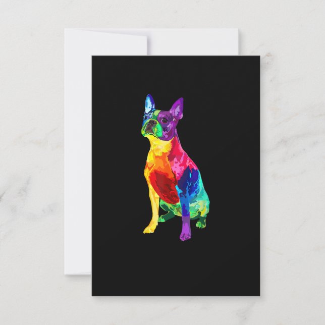 Dog Lover Gifts Boston Terrier Dog Colourful Bosto RSVP Card (Front)