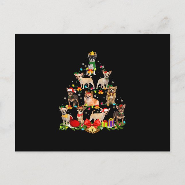 Dog Lover Gifts Chihuahua Tree Christmas Light Announcement Postcard (Front)