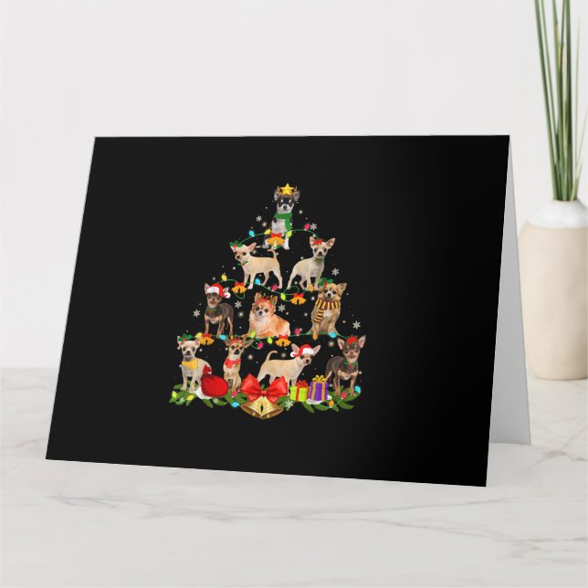 Dog Lover Gifts Chihuahua Tree Christmas Light Card (Front)