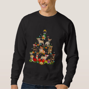 Dog Lover Gifts Chihuahua Tree Christmas Light Sweatshirt