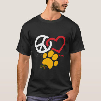 Dog Lover Gifts - Peace Love Animal Paw Print T-Shirt